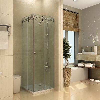 China Frameless Elegant Design Stainless Steel Hardware Frameless Glass Shower Sliding Door for sale