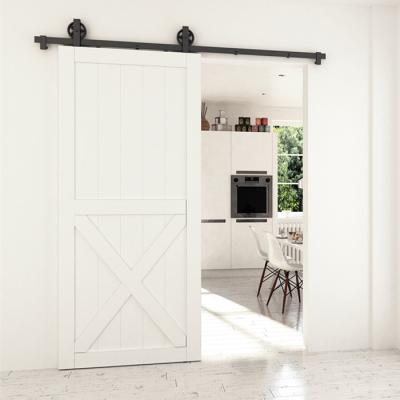 China Modern Yellow Slab Interior Wood Barn Sliding X-Brace Doors For Easy Movement for sale