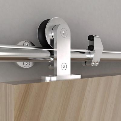 China Modern Classic Top Mount Stainless Steel Barn Hardware Kits Wooden Flat Sliding Track Door Hardware for sale