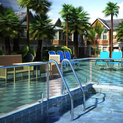 China Modern Swimming Pool Customized Stainless Steel Handrail Glass Balustrade Double Sided Ladder Handrail for sale