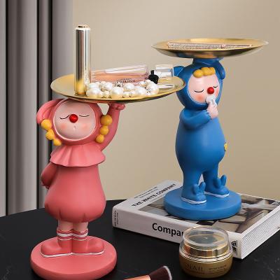 China Eclectic Dreamy Pout Girl Receptionist Candy Dish Door Key Storage Living Room Dining Fruit Dish Decoration for sale