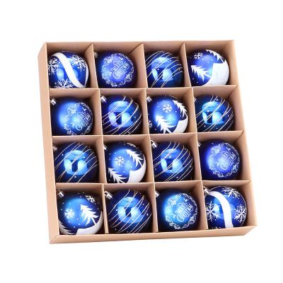 China EAGLEGIFTS 6CM Shatterproof Blue Silver 16pcs Christmas Ball Shatterproof Christmas Tree Ornaments for sale