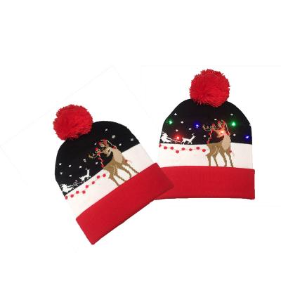 China Popular Modern Manufacturer Cusotn Christmas Led Beanie Hat Gorros De Navidad Con Luce Gorros Led Hat Navideos for sale