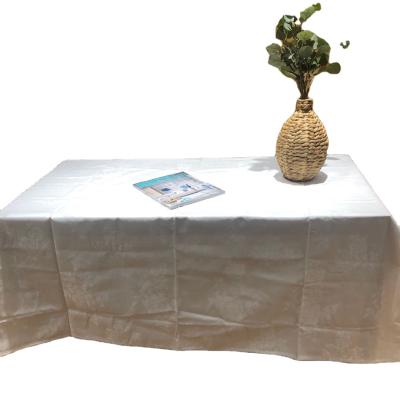 China Waterproof white jacquard damask wedding tablecloth for sale