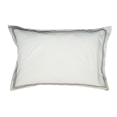 China Five Poly Star Hotel Luxury Satin 300TC Cotton Embroidery Pillow Sham White Pillowcase Pillowcase With Flange for sale