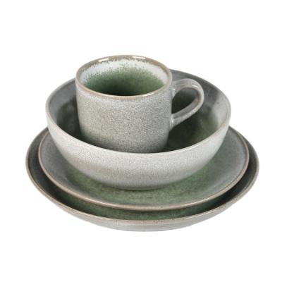 China Wholesale Antique Dinnerware Rustic Dinner Set From Mordern Matte Color Green Blue Black Ston Ceramic Reactive Glazed for sale