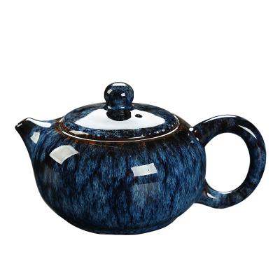 China Viable Wholesale Unique Reactive Luster Japanese Style Porcelain Teapot Set Natural Reactive Color Effect Kettle Custom Made for sale