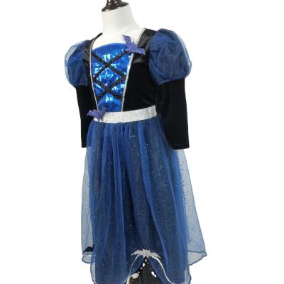 China Wholesale Fashion Carnival Party Costume Blue Last Angel Halloween Clues Costumes For Kids Girls for sale