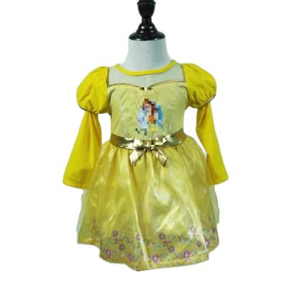 China Carnival Party Costume 2022 Design Fashion Halloween New Sheath Long Party Kids Lovely Yellow Princess Dress Up Costume Suits for sale