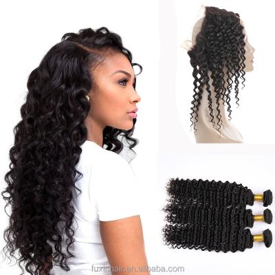 China 10A Grade Virgin Deep Wave Raw Weave Bundles With Closure Hair In China Unprocessed Peruvian Lace Closure Wig 7A 8A 9A 10A for sale