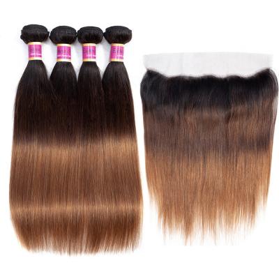 China Luster Brazilian Healthy Natural Virgin Remy Hair Bundles With Ombre Frontal Hair Extensions for sale