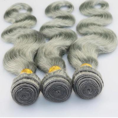 China Gray Silky Straight Brazilian Hair Weave 8A Double Wave Hair Extensions Guard Gray Silky Straight Wave >=20% Non-Remy Hair Drawn for sale