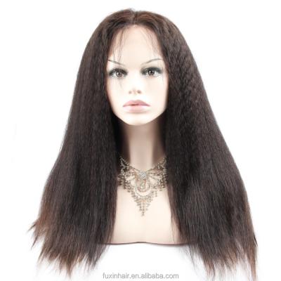 China Malaysian Yaki Skin Hair Wig Full Lace Wig Preplucked Swiss Headband Thin Straight Swiss Lace Yaki Wig for sale