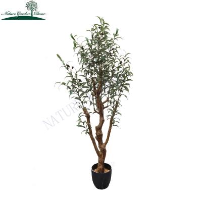 China Real Touch New Style Fake Plant Olive Silk Branches Leaves Topiary Artificial Decorative Tree for sale