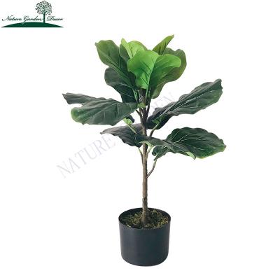 China Real Touch Mini Fiddle Fig Tree Ficus Lyrata Plant Bonsai Green Fake Plants Fiddle Leaf Artificial Plant for sale