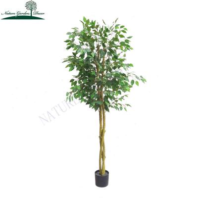 China Real Touch Fake Benja Trees Banyan Green Foliage Dead Artificial Tree Plant Bonsai Indoor Decoration for sale