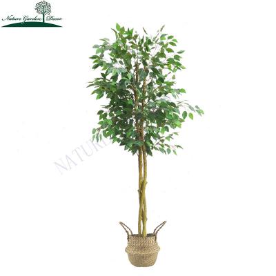 China Eco-Friendly Real Touch Artificial Green Ficus Tree For Wedding Indoor Dry Banyan Plant Decor for sale