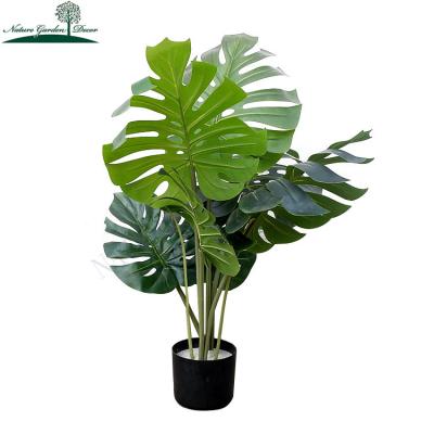 China Custom Real Touch Faux Turtle Leaf Plants Indoor Hotel, Restaurant Decoration Artificial Monstera Plant for sale