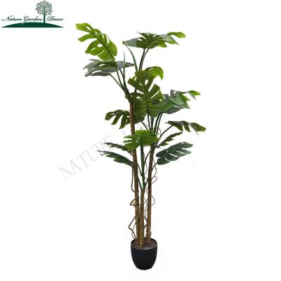 China Eco Friendly Real Touch Faux Turtle Leaves House Monstera Tree Recycle Plastic Artificial Indoor Plants for sale