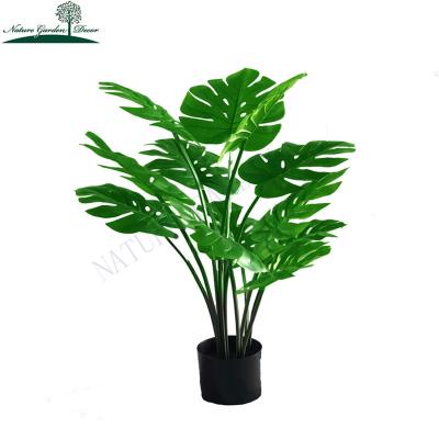 China Real Touch Monstera Deliciosa Bonsai Green Plant Artificial Nearly Natural Artificial Indoor Fake Monstera Deliciosa for sale