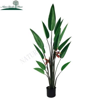 China Fashion Real Touch Artificial Tree Silk Skybird Fabric Leaves Landscape Artificial Bird Of Paradise Flower for sale