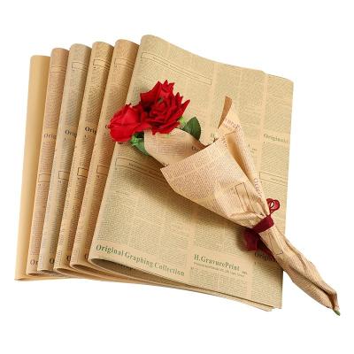 China Factory direct sale gift moisture-proof hot newspaper flower bouquet English newspaper sales wrapping paper for sale