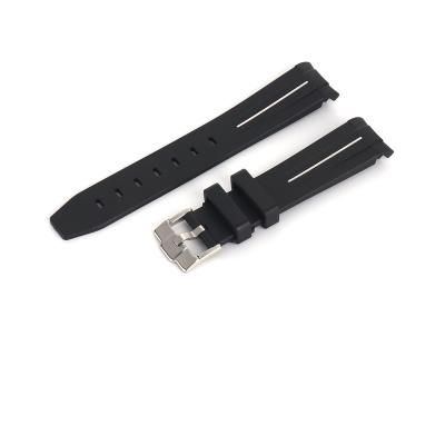 China Black Rubber Silicone Oyster Watch Band Strap Fit 20MM For Rlx Watch for sale