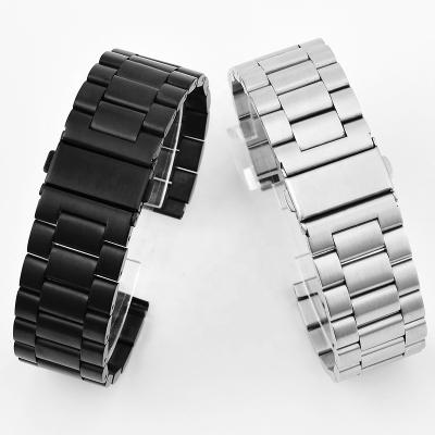 China Wholesale Wearable 18MM 20MM 22MM 24MM Watch Accessories Solid Three Beads Straight 316L Stainless Steel Metal End Watch Band Strap for sale