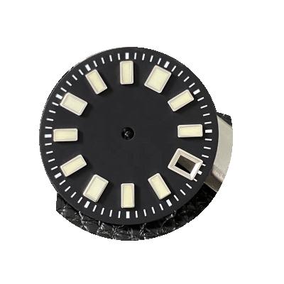 China Mod Watch Parts 29mm Black Sterile Watch Face 62mas Japan C3 Super Luminous Marks Date Window Fit NH35A Automatic Movement 29mm for sale