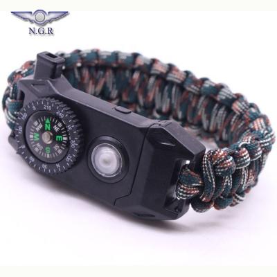 China SOS LED Luminous Led Compass Stone and Flint Stone Survival Popular Universal Outdoor Bracelet for sale