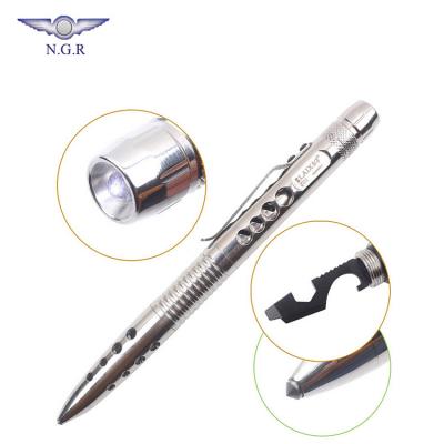 China Promotional Pen Factory Top Sale Stainless Steel Tactical Pen with LED Flashlight Tungsten Attack Head and Multi Function Tool for Self Defense for sale