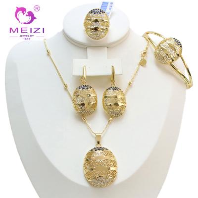 China High Quality Jewelry Set MEIZI Fashion Jewelry Luxury Gold Plated Even Jewelry Set for sale