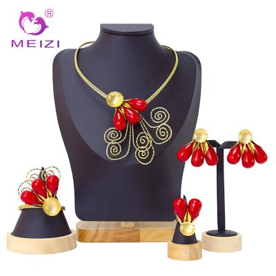 China High Quality Dubai Jewelry Colored Beads Jewelry Set MEIZI 18k Gold Jewelry Sets For Women for sale