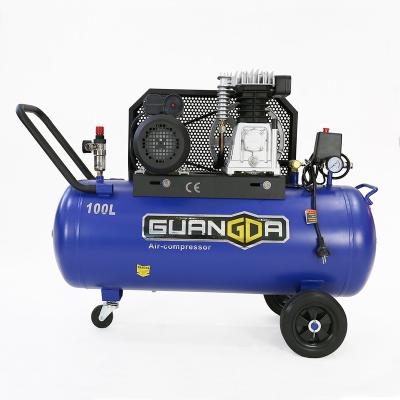 China Widely Used OIL-LESS 2 Cylinder 100 Liter 3hp Italy Mobile Portable Compressor Air Compressor for sale