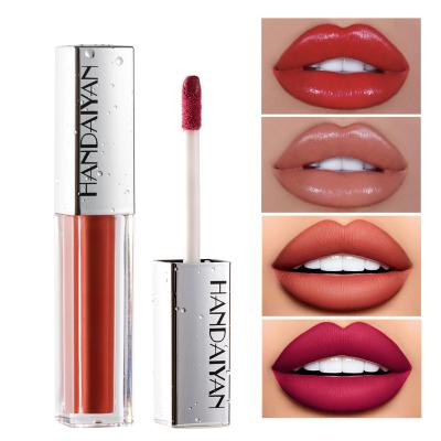 China 2021 Hot Selling Creamy Lipstick Makeup Lip Gloss Moisturizer Matte Lip Gloss Long Lasting Waterproof Water Dropper Ice Cream Velvet for sale