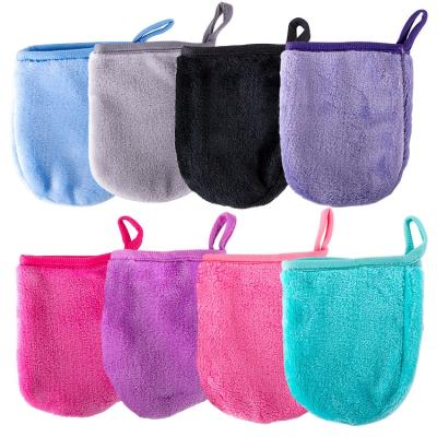 China Reusable Cotton Microfiber Makeup Remover Glove Reusable/Soft/Effective Washable Cloth for sale