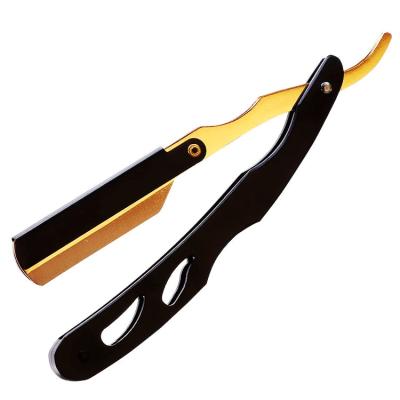 China Barber Slide Salon Manual Shaver Gold Metal Twin Blade Straight Razor Black Twin Edge Blade Razor Kit With Key Chain Shaving Razor For Men for sale