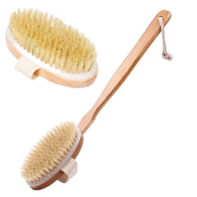 China Long Handle Back Brushes Cellulite Massager Brush Natural Exfoliating Bathing Dry Bath Exfoliator Brush Body Scrubber Exfoliator for Shower for sale