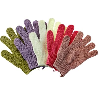 China EXFOLIATING 2021 Hot Sale Body Scrub Nylon Bathing Glove Finger Exfoliator Wash Body Scrubber For Adults&Kids Shower Exfoliating Gloves for sale