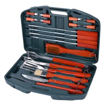 China Easily Cleaned Portable 19 In 1 Kit For Professional BBQ Grill Camping Accessories With Case Grill Tool Kit for sale