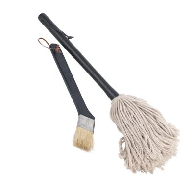 China Wholesale Easily Cleaned Old Fashioned Watering Broom BBQ Brush Cotton Mop Head Ideal For Applying Sauces for sale