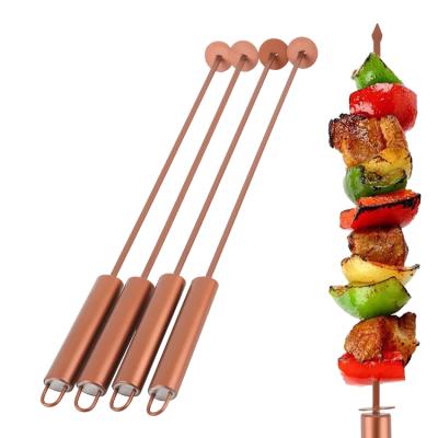 China Easily cleaned 4 piece BBQ skewers ideal stainless steel skewer for kebabs, meats and marshmallows for sale