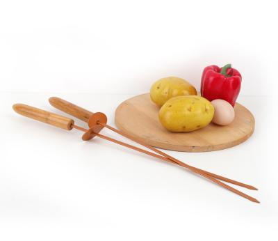 China Easily cleaned 2 piece BBQ skewers ideal stainless steel skewer for kebabs, meats and marshmallows for sale