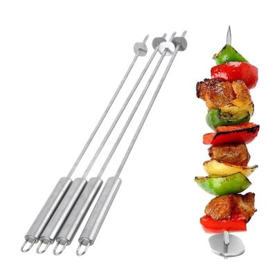 China Easily cleaned 4 piece BBQ skewers ideal stainless steel skewer for kebabs, meats and marshmallows for sale