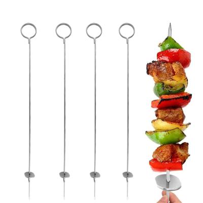 China Easily cleaned 4 piece BBQ skewers ideal stainless steel skewer for kebabs, meats and marshmallows for sale