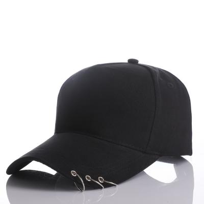 China New JOINT High Quality Custom Black Blank Simple Cotton Sport Hats 6 Panel Iron Circle Baseball for sale