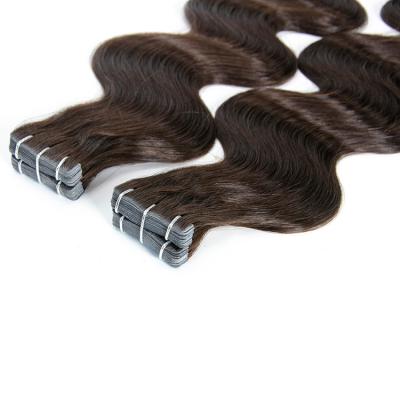 China Natural Raw Indian Unprocessed Healthy Body Wave Hair Ends Wavy Injected Tape Hair Extension for sale