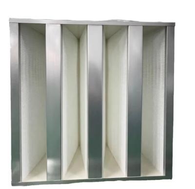 China Galvanized Frame V-Shaped Large Air Volume Filter V Bank Industrial Box Filters for sale