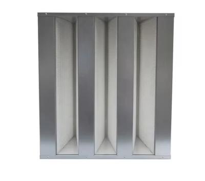 China V Bank Box Type Air Filter Big Airflow Galvanized H13 H14 U15 U16 HEPA Filter for sale