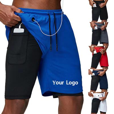 China QUICK DRY Mens Workout Shorts Fitness Sweat Shorts 2 In 1 Athletic Gym Mens Training Running Shorts for sale